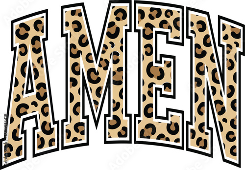 Amen Leopard Pattern Typography Faith-Based Design