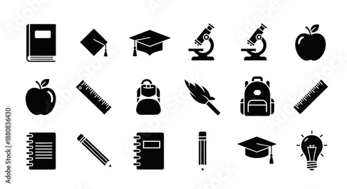 Education icons on white background.