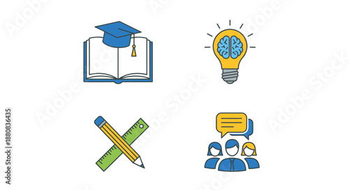 Education Learning Icons Set Illustration.