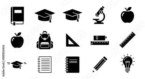 Education icons on white background 1.