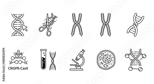 Genetic engineering science icons set.