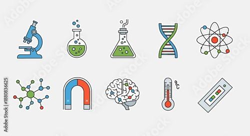 Science icons and symbols collection.