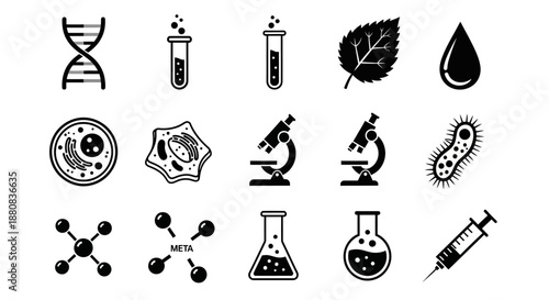 Science laboratory equipment and symbols 1.
