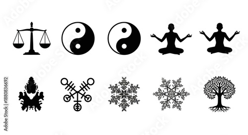 Symbols of spirituality and harmony icons.