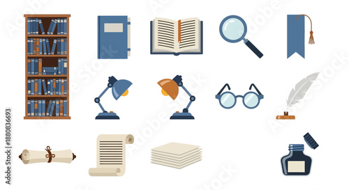 Study desk with books and tools.