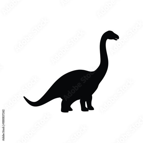 Giant Brontosaurus Dinosaur Silhouette Vector Graphic Isolated on White Background