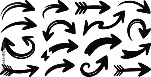 arrow icon set with directional curved looped and straight arrows