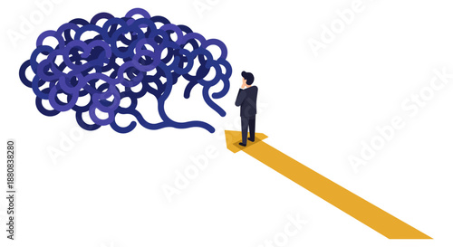 strategic thinking business professional analyzing complex brain networks for innovative solutions and future development path concept.