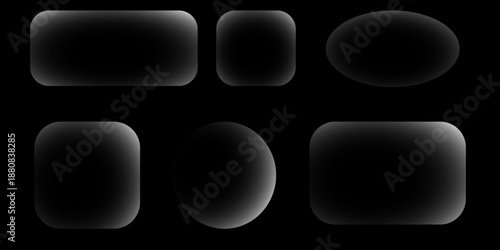 Collection of glowing glass buttons isolated. Vector  illustration. 