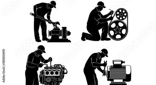 Mechanical Mastery: A compilation showcasing mechanics at work, diligently repairing various machinery with precision and expertise.