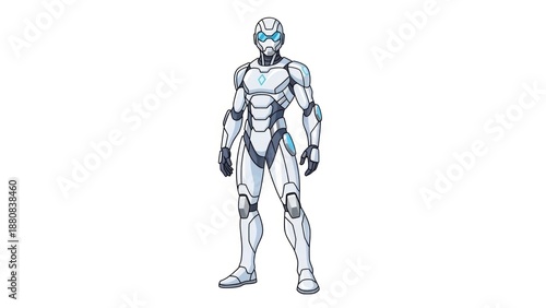 Futuristic Protector: A solitary figure, clad in sleek, advanced armor, stands poised, exuding an aura of technological prowess and readiness.