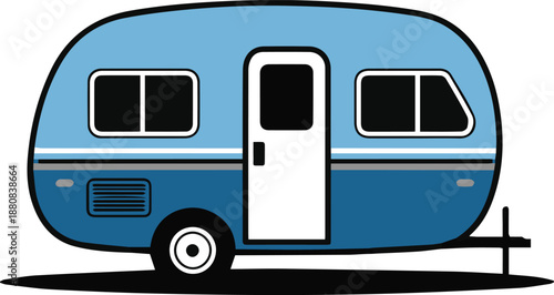 camper retro travel trailer icon flat design camping vans illustration