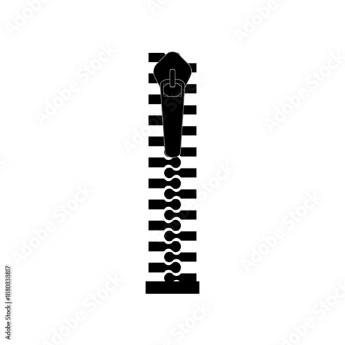 Zipper closure for clothing. Vector illustration closed zipper on white background. Zipper icon for fashion cloth. Textile symbol and sign.  

