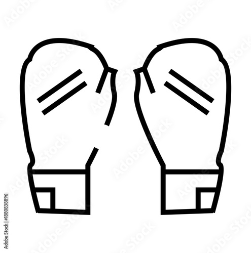 Outline icon of a pair of boxing gloves in front view. Clean line style illustration symbolizing boxing, combat sports, fitness training, and professional fighting equipment.