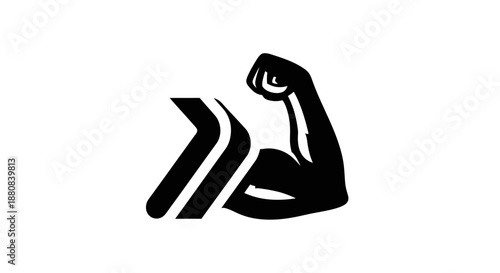 Black and white flexed arm logo.