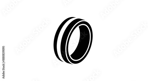 Black and white rubber O ring.