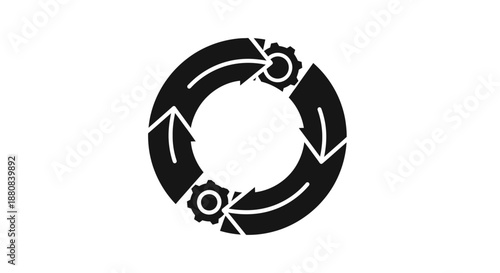Black and white recycling symbol icon.