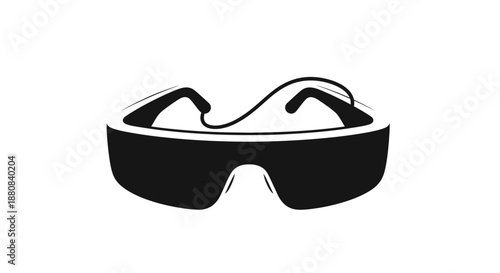 Black Ski Goggles Isolated on White.