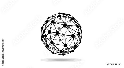 Black wireframe sphere with nodes.