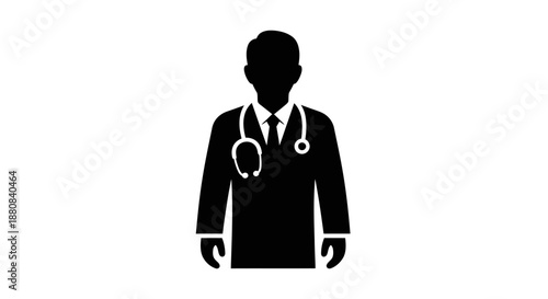 Doctor wearing stethoscope silhouette medical.