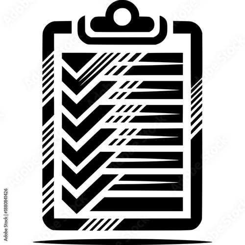 Checklist Icon: A stark black and white image of a clipboard with checked boxes, symbolizing tasks completed or choices made.