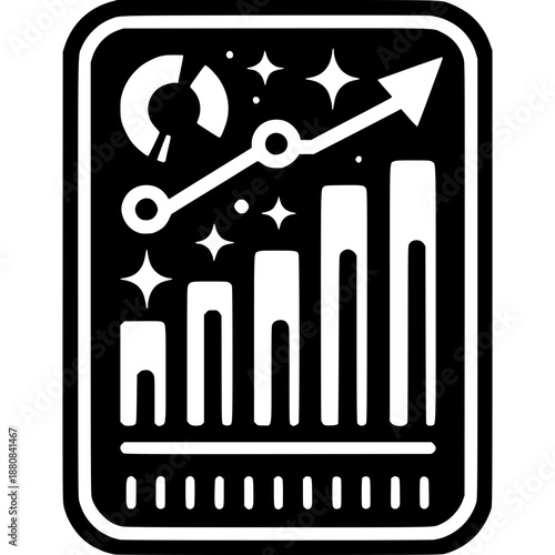 Ascending Graph Emblem: A stylized emblem featuring an upward trending graph, symbolizing growth, progress, and financial success, suitable for business, data analysis, and market-related projects. 