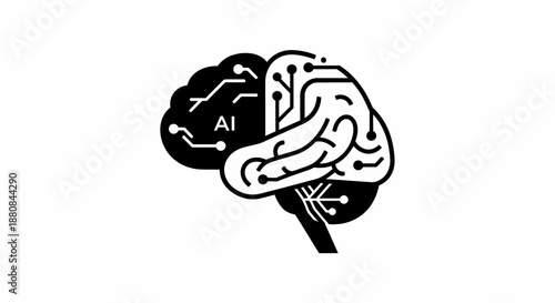 Artificial Intelligence Brain Illustration Concept.