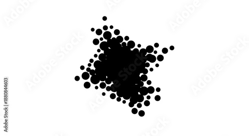 Black dots cluster forming shape.
