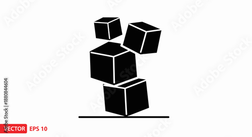 Black cubes stacked in air.