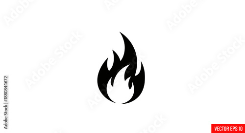 Black flame icon on white background 2.