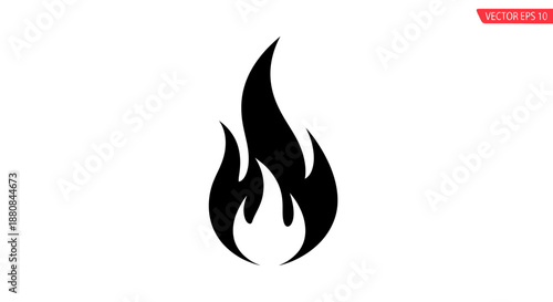 Black flame icon symbol graphic.