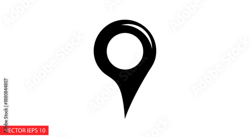Black location pin icon symbol.