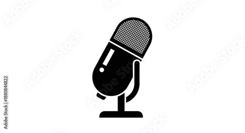 Black Microphone Icon Close Up View.