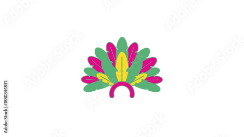 Vibrant abstract logo design featuring a stylized floral motif with green, pink, and yellow hues on a white background.