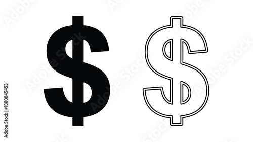 Two dollar sign symbols one solid black and one outlined in white