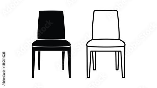 Simple illustration of two chairs one dark and one light outline
