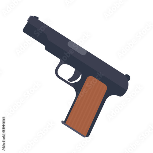 gun vector illustration, detailed handgun isolated on white background.