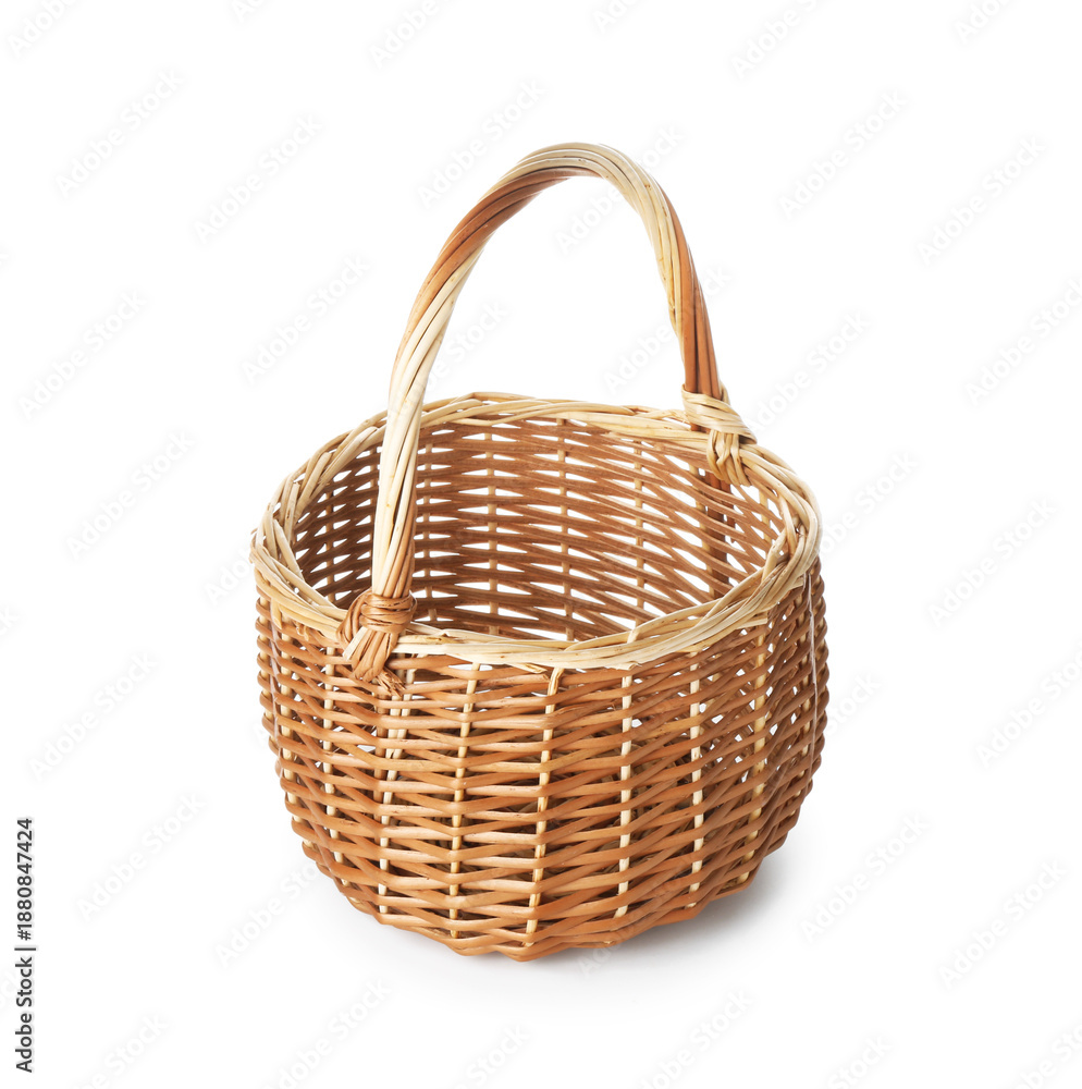 Fototapeta premium One empty Easter basket isolated on white