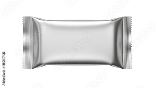 Silver foil snack packet isolated on transparent background