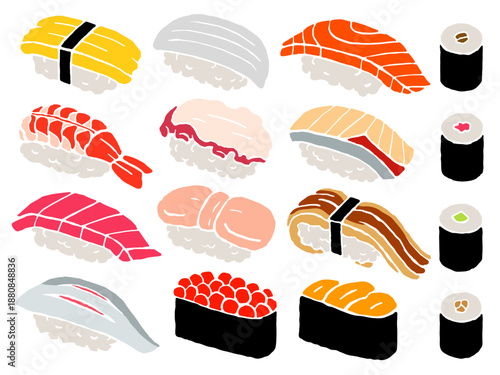 お寿司のイラスト2（線なし）