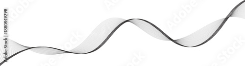 Abstract grey smooth element swoosh speed wave modern stream background Technology abstract lines on white background. Undulate Grey Wave Swirl, frequency sound wave,