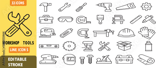 Repair, maintenance line icon set. Outline icon collection. Editable stroke. Vector illustration