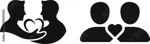 Symbols representing love, partnership, and connection between two people