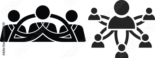 Illustration of connection and network concepts with groups of people figures