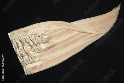 clip in straight brown mix blonde human hair extensions