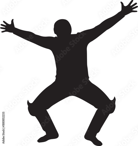 Cricket wicket keeper jumping vector silhouette illustration line art sports player action pose