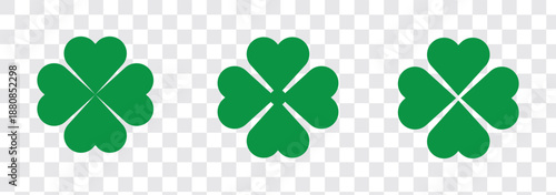 Good luck four leaf clover flat icon set isolated.