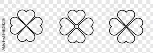 Good luck four leaf clover flat icon set isolated.