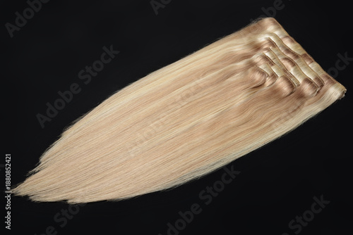 clip in straight brown mix blonde human hair extensions