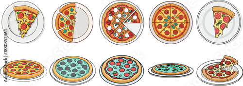 Pizza Slices Vector Collection Set